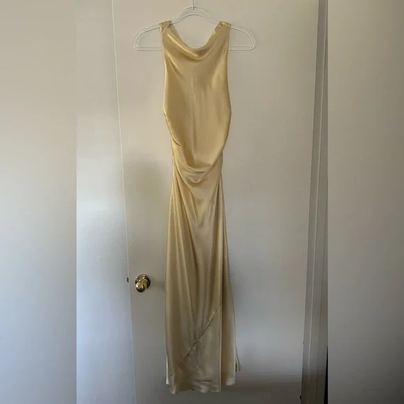 Reformation Silk Casette Midi Dress in Pale Yellow- Size 4 - Picture 5 of 12